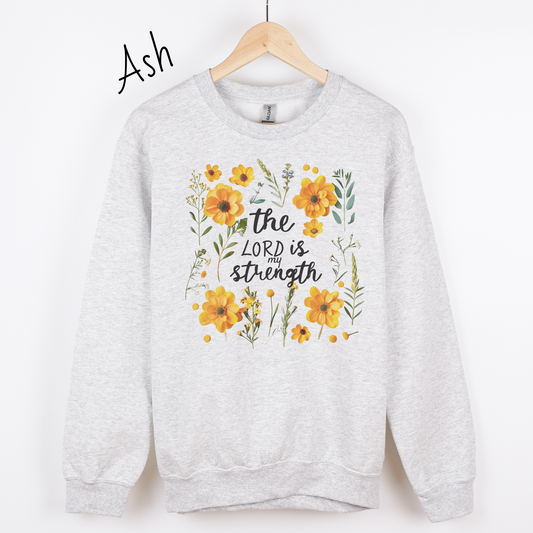 The Lord is My Strength Yellow Floral Sweatshirt