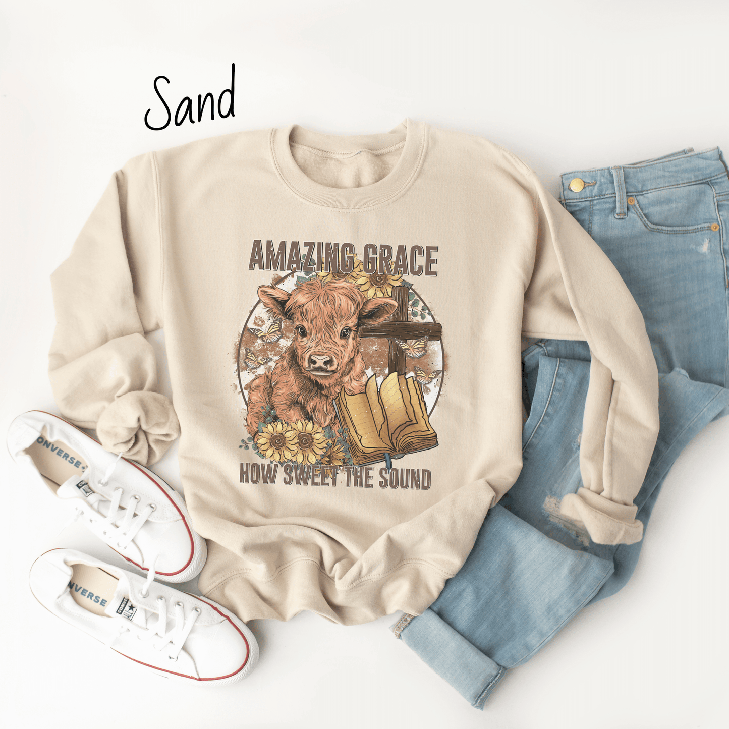 Amazing Grace Highland Cow Sweatshirt