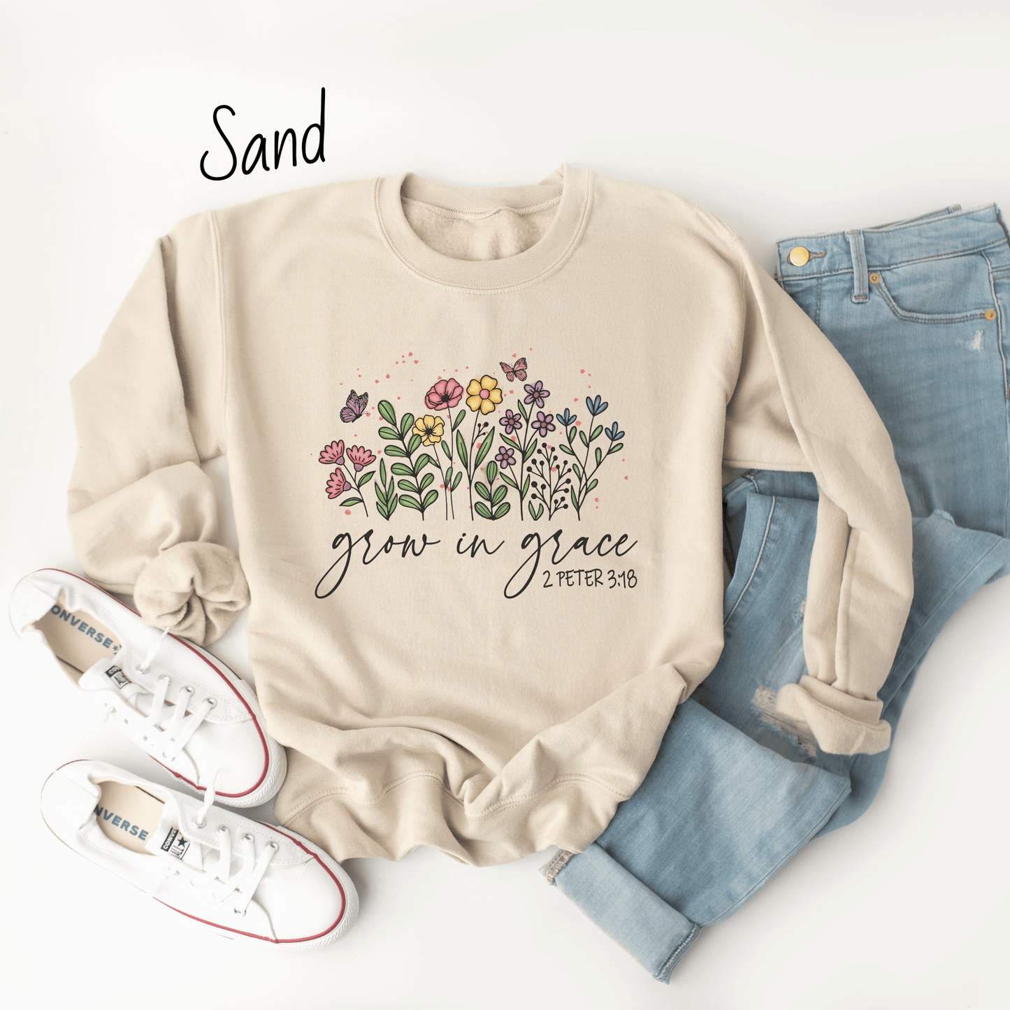 Grow in Grace Floral Sweatshirt
