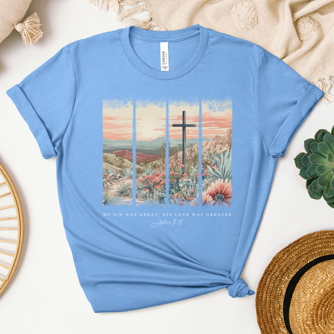 My Sin Was Great. His Love Was Greater Brushstroke Short Sleeve Tee