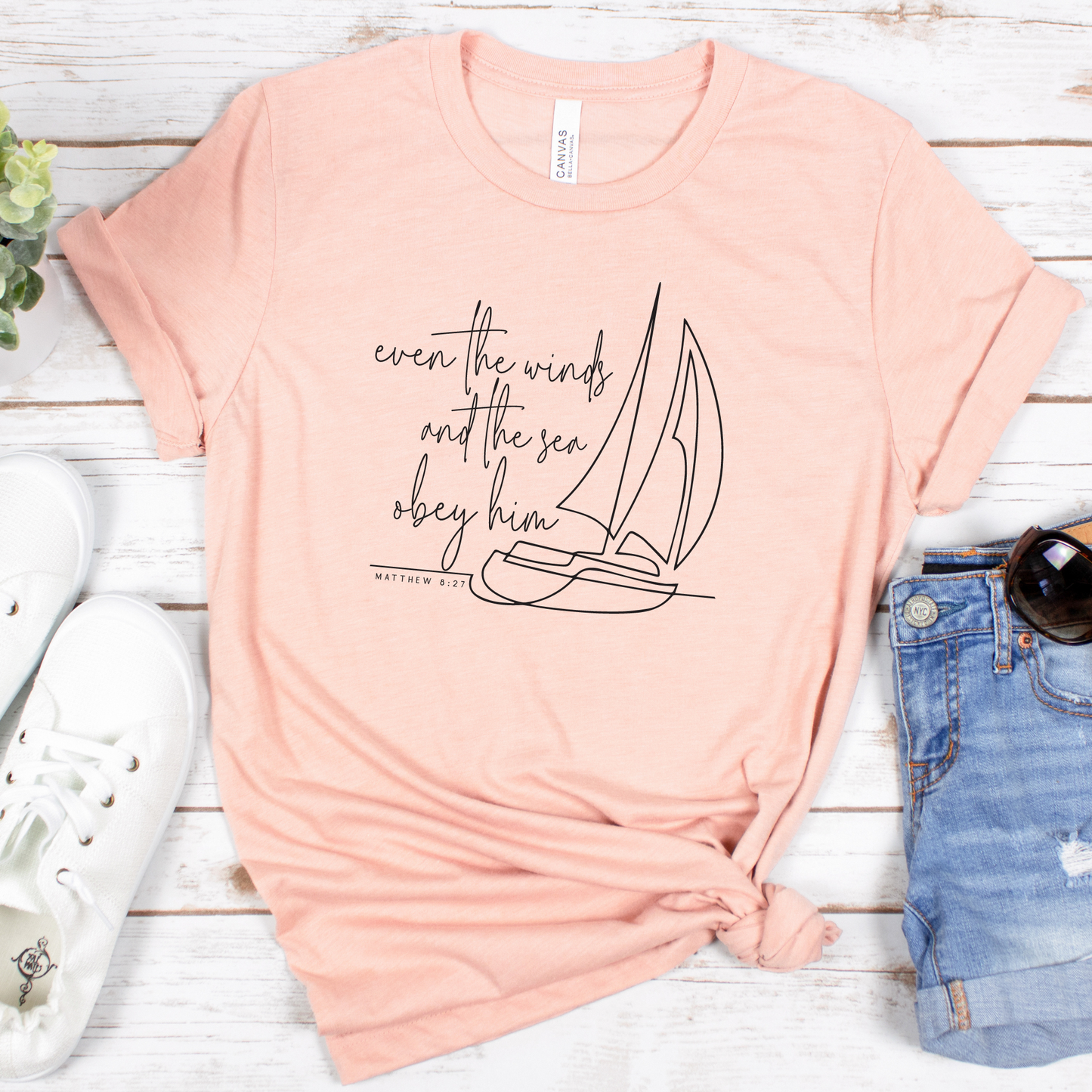 Even The Winds And The Seas Obey Him Short Sleeve Tee