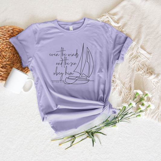 Even The Winds And The Seas Obey Him Short Sleeve Tee