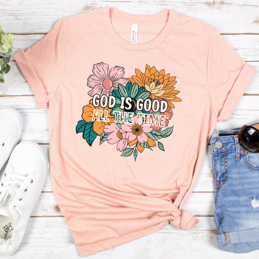 Good Is Good All The Time (Bright Floral) Short Sleeve Tee
