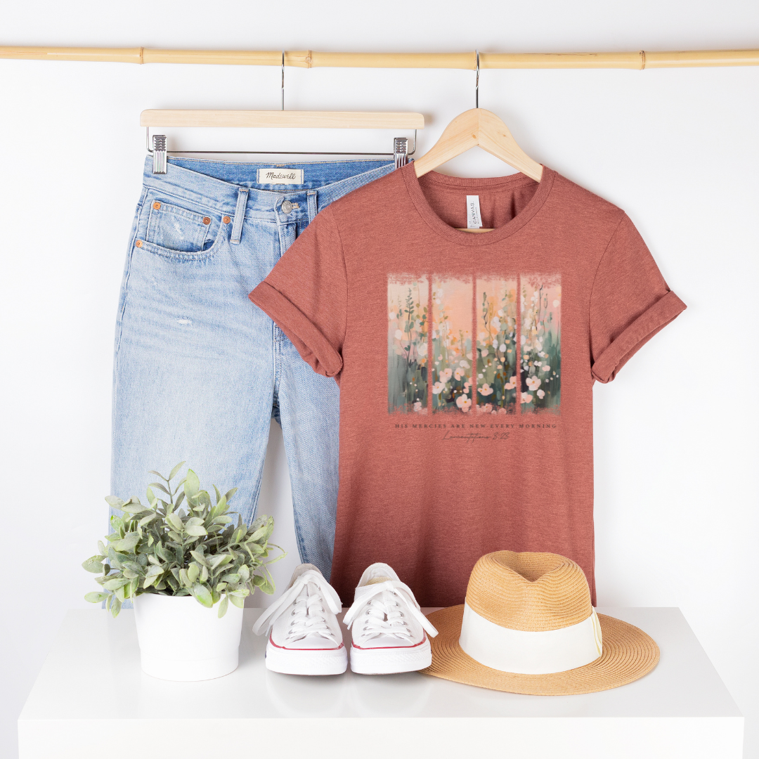 His Mercies Are New Every Morning Brushstroke Short Sleeve Tee