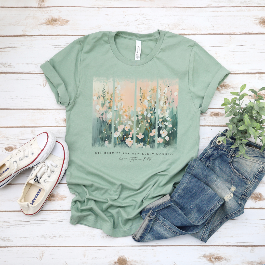 His Mercies Are New Every Morning Brushstroke Short Sleeve Tee