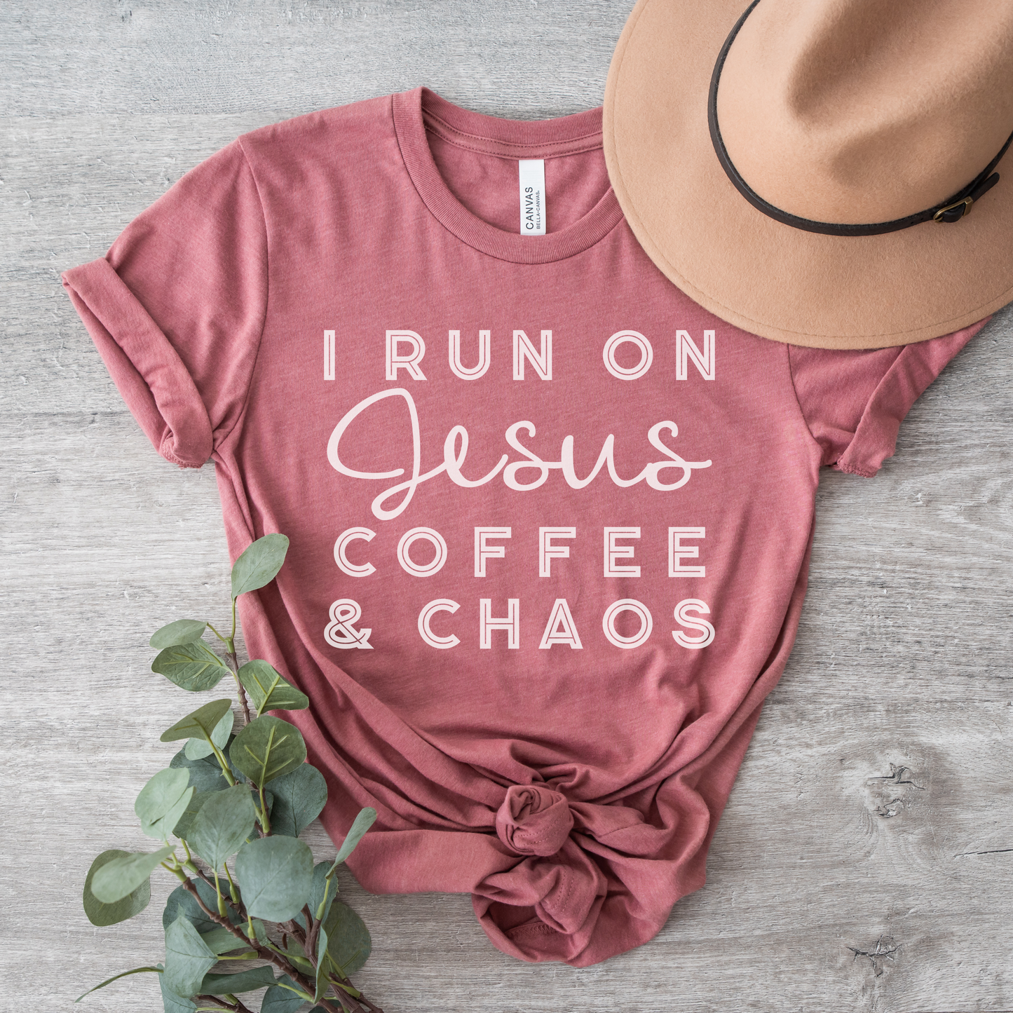 I Run on Jesus Coffee and Chaos Short Sleeve Tee