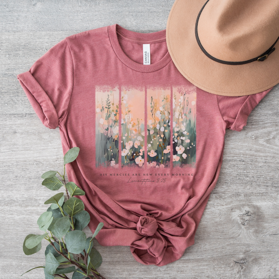 His Mercies Are New Every Morning Brushstroke Short Sleeve Tee