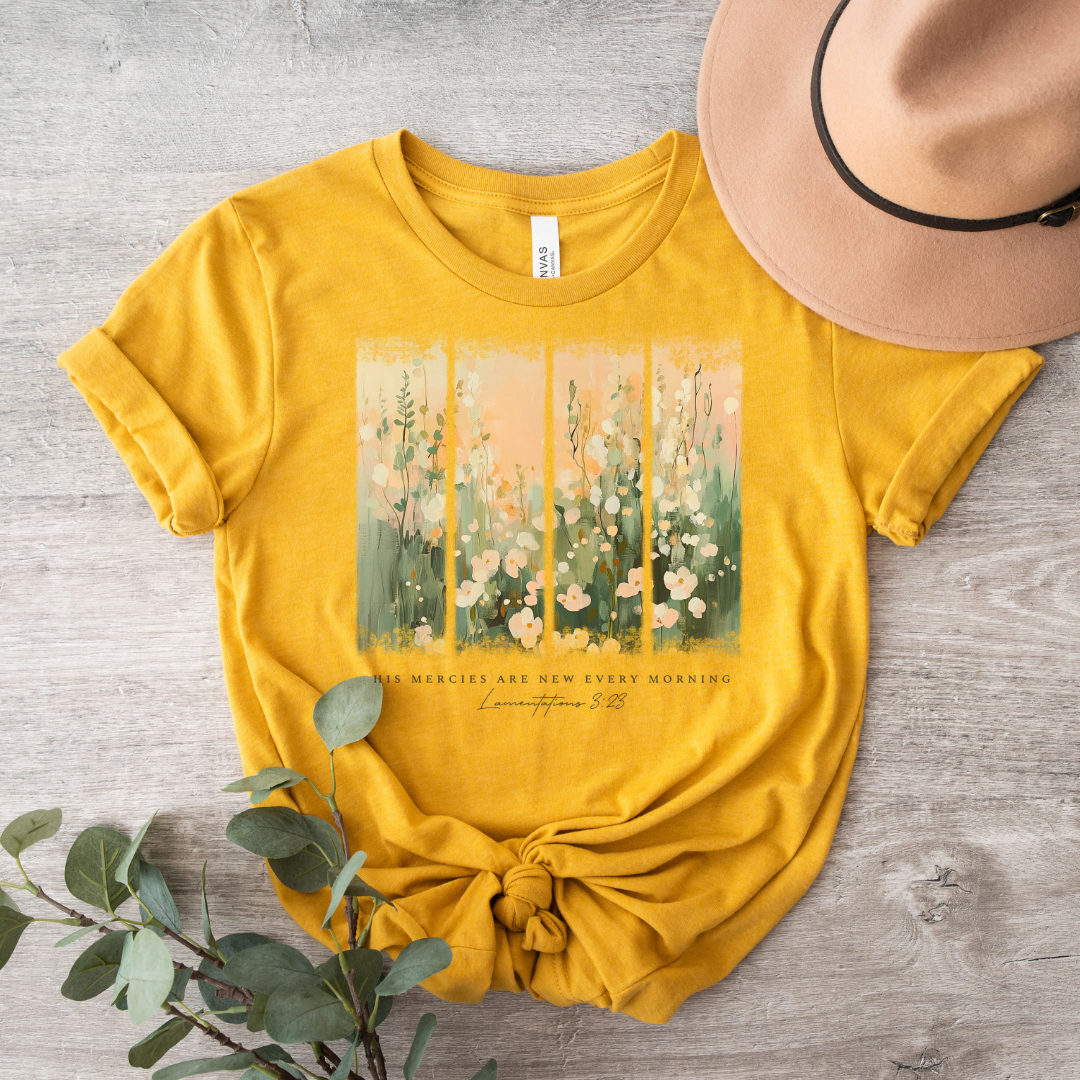 His Mercies Are New Every Morning Brushstroke Short Sleeve Tee