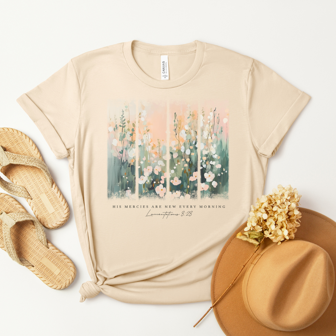 His Mercies Are New Every Morning Brushstroke Short Sleeve Tee