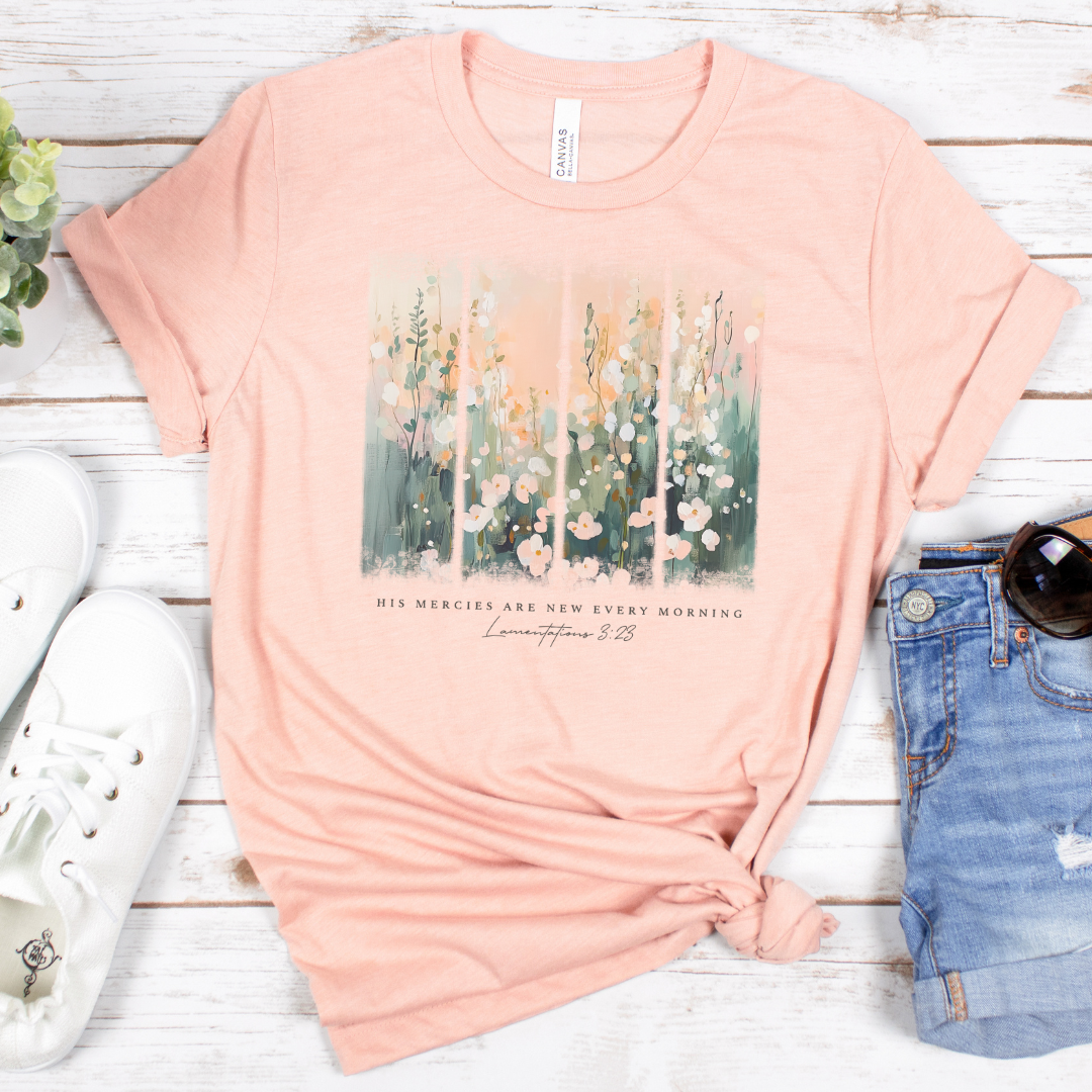 His Mercies Are New Every Morning Brushstroke Short Sleeve Tee