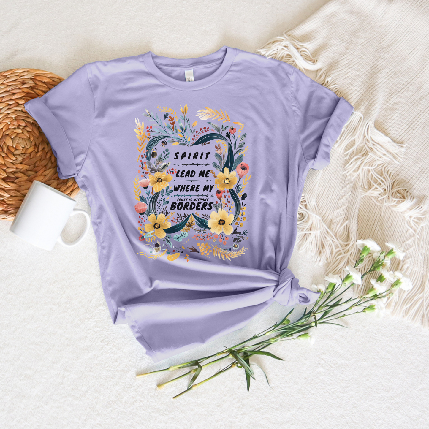 Spirit Lead Me Yellow Floral Short Sleeve Tee