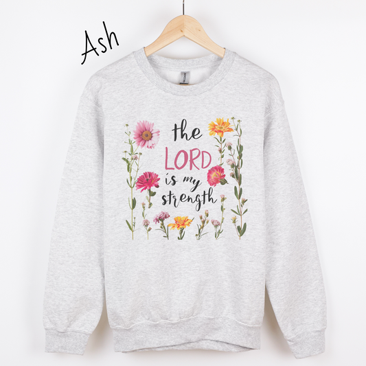 The Lord is My Strength Pink Floral Sweatshirt