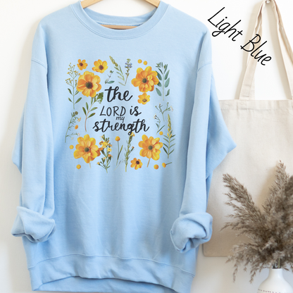 The Lord is My Strength Yellow Floral Sweatshirt