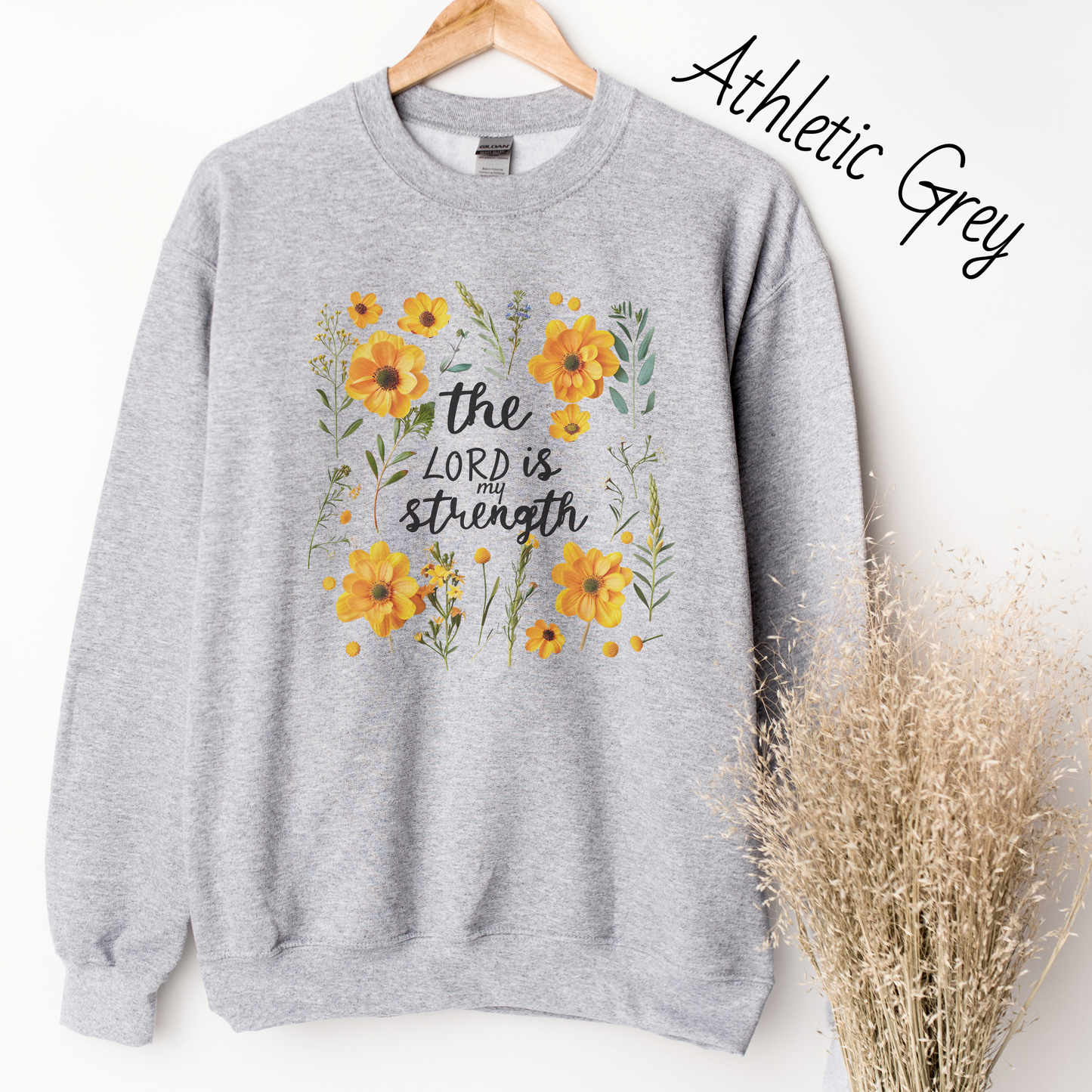 The Lord is My Strength Yellow Floral Sweatshirt