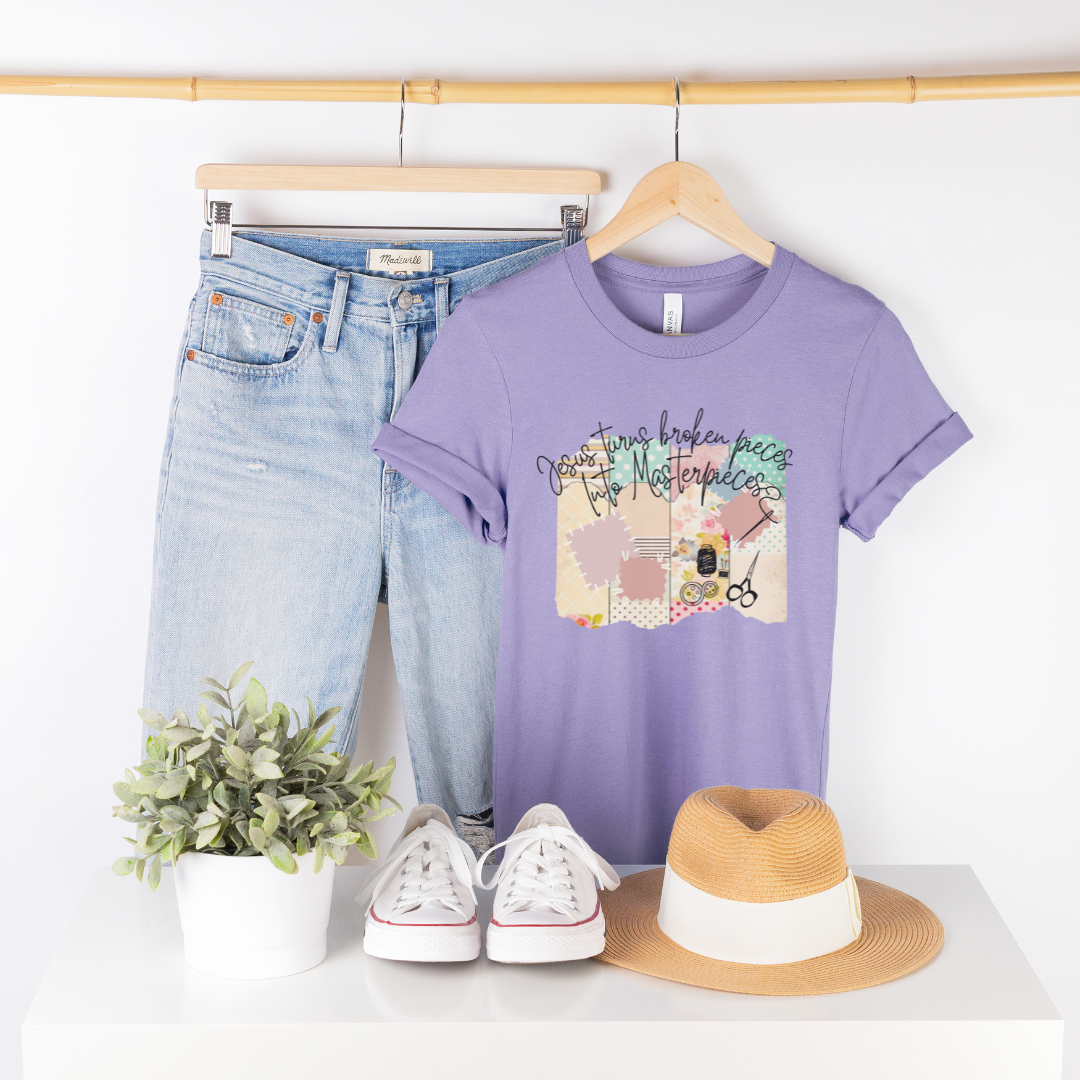 Jesus Turns the Broken Pieces into Masterpieces Short Sleeve Tee