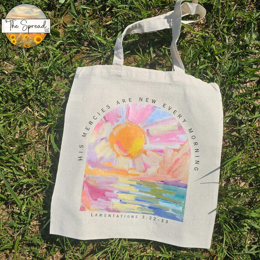 His Mercies Are New Every Morning Watercolor Canvas Bag