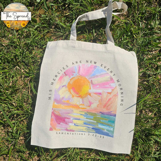 His Mercies Are New Every Morning Watercolor Canvas Bag