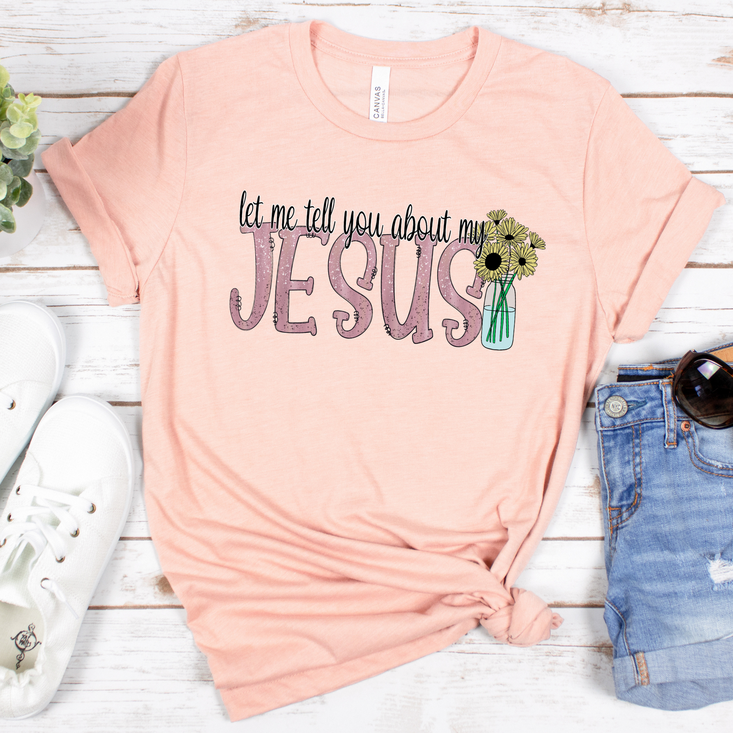 Sunflower Let Me Tell You About My Jesus Short Sleeve Tee