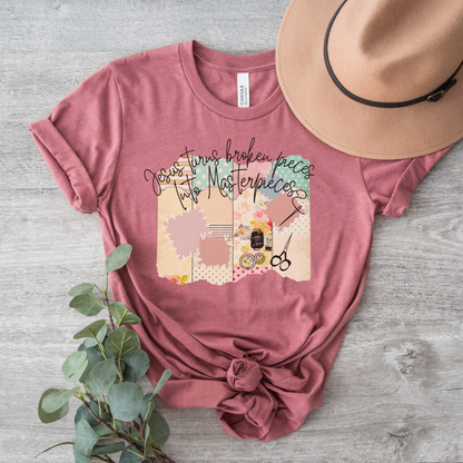 Jesus Turns the Broken Pieces into Masterpieces Short Sleeve Tee