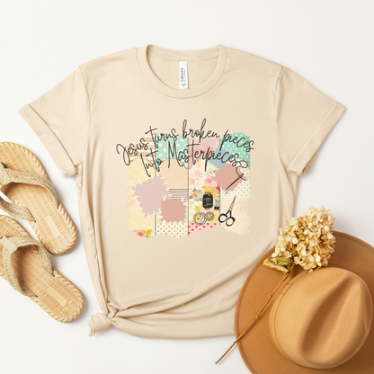 Jesus Turns the Broken Pieces into Masterpieces Short Sleeve Tee