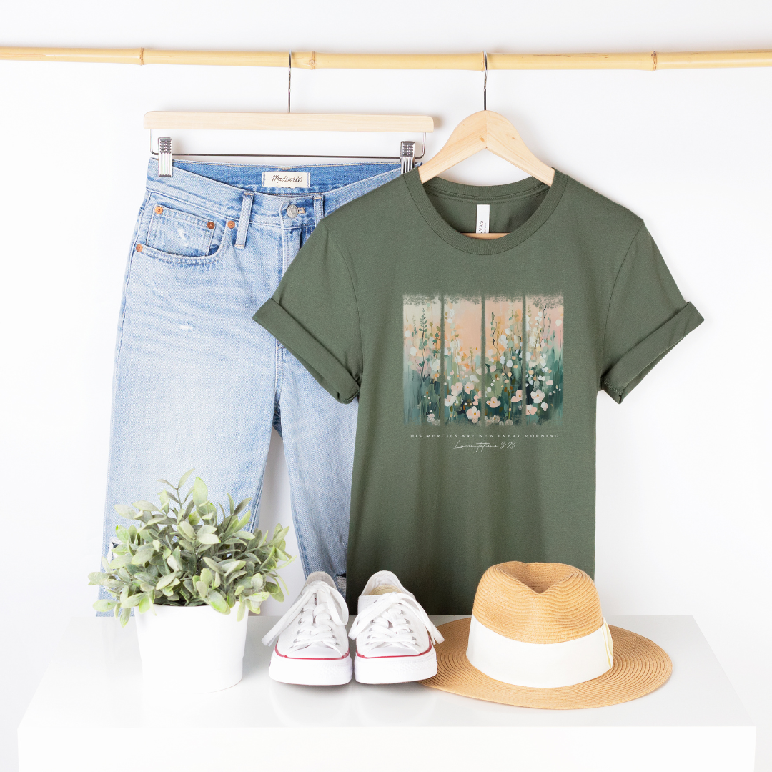 His Mercies Are New Every Morning Brushstroke Short Sleeve Tee