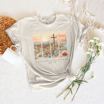 My Sin Was Great. His Love Was Greater Brushstroke Short Sleeve Tee