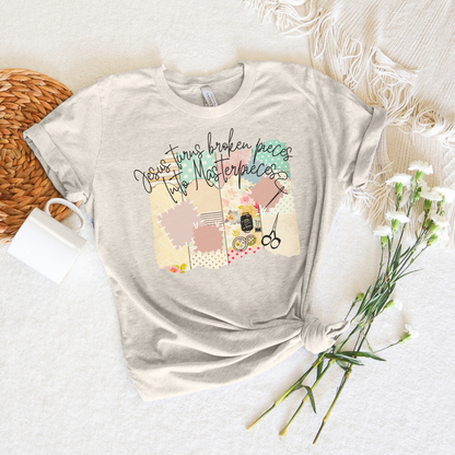 Jesus Turns the Broken Pieces into Masterpieces Short Sleeve Tee
